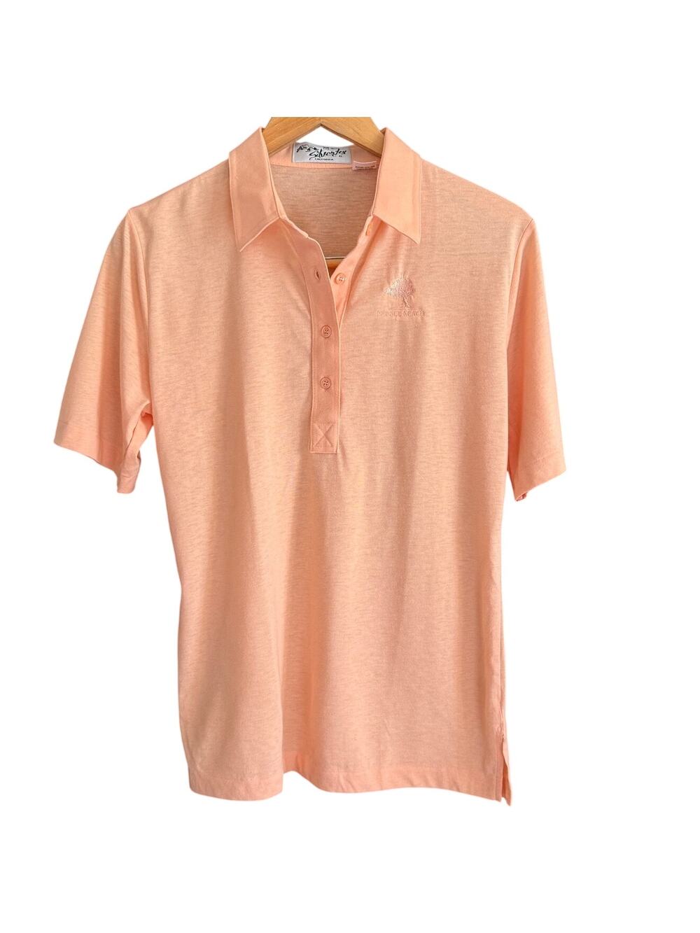 80s Vintage SILVER FOX | Peach Pebble Beach Women's Polo Golf Shirt | Medium